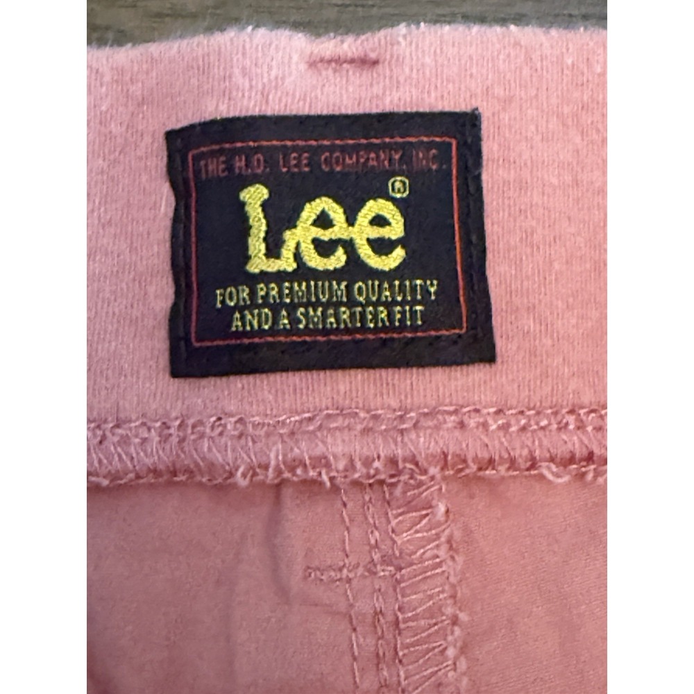 New Womens Lee Dungaree Shorts 14M Pink Rose Relaxed Fit Cotton Stretch Chino - Picture 3 of 4